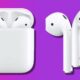 2nd generation apple airpods on a purple background