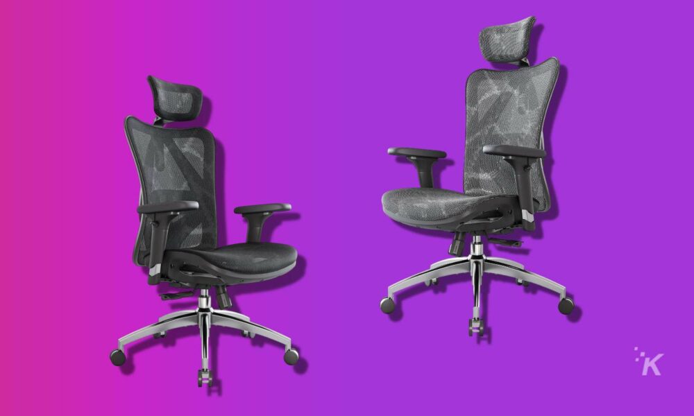 ishoon office chairs on purple background