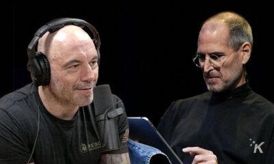 joe rogan and steve jobs sit down for an interview podcast