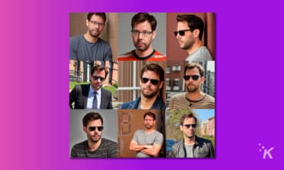 nine ai-generated profile pictures on a purple background